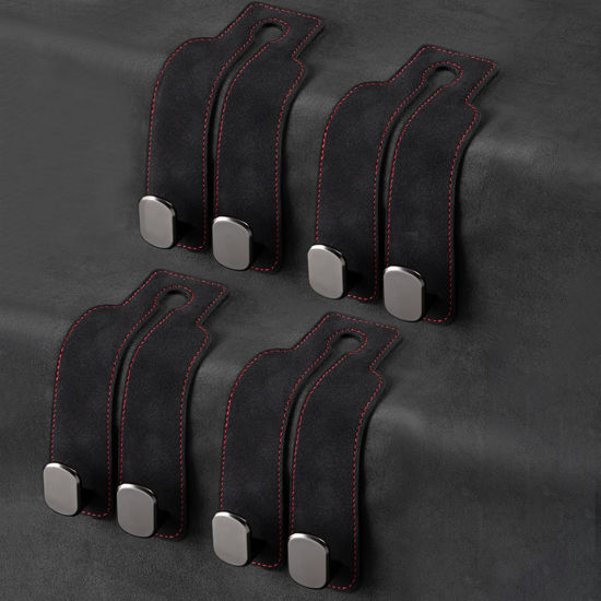 Picture of Amelity Car Seat Hooks, Car Seat Back Storage Hook Double Hook, Headrest Hooks for Car, Car Hooks for Purses and Bags (Black-4 Pack)