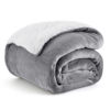 Picture of Bedsure Sherpa Fleece Throw Blanket Twin Size for Couch - Thick and Warm, Soft Fuzzy Plush Blanke for Winter, Grey, 60x80 Inches