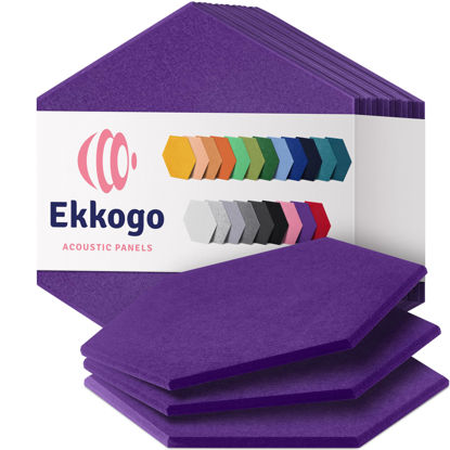 Picture of Ekkogo Acoustic Panels 12-Pack Soundproof Wall Panels 12''X10''X0.4'' Sound Panels High Density Sound Dampening Panels - [Midnight Purple Hexagon]