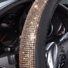 Picture of CAR PASS Bling Champagne Diamond Steering Wheel Cover, Black Leather Universal Fit 14.5-15inch Glitter Rhinestones for Women Sparkle Crystal Girly Shining for SUV,Vans,Sedan,Car,Truck, Black Champagne