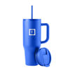 Picture of IRON °FLASK Co-Pilot Insulated Mug w/Straw & Flip Cap Lids - Cup Holder Bottle for Hot, Cold Drink - Leak-Proof - Water, Coffee Portable Travel Mug - Cobalt Blue, 40 Oz