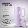 Picture of IRON °FLASK Co-Pilot Insulated Mug w/Straw & Flip Cap Lids - Cup Holder Bottle for Hot, Cold Drink - Leak-Proof- Water, Coffee Portable Travel Tumbler - Lavender, 40 Oz