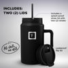 Picture of IRON FLASK Co-Pilot Insulated Mug w/Straw & Flip Cap Lids - Cup Holder Bottle for Hot, Cold Drink - Leak-Proof - Water, Coffee Portable Travel Mug - Black, 50 Oz