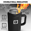 Picture of IRON FLASK Co-Pilot Insulated Mug w/Straw & Flip Cap Lids - Cup Holder Bottle for Hot, Cold Drink - Leak-Proof - Water, Coffee Portable Travel Mug - Black, 50 Oz