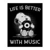 Picture of Life Is Better With Music - Snoopy Quotes Music Wall Art Print, Typographic Decor For Room, Studio, Home, Office & Aesthetic Room Decor - 8 x 10” Unframed Wall Art Print
