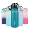 Picture of BJPKPK 18oz Insulated Water Bottle With Straw Stainless Steel Double Wall Water Bottles BPA Free Leak Proof Thermos With Lockable Flip Lid And Soft Silicone Spout,Laguna