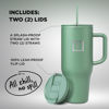 Picture of IRON °FLASK Co-Pilot Insulated Mug w/Straw & Flip Cap Lids - Cup Holder Bottle for Hot, Cold Drink - Leak-Proof- Water, Coffee Portable Travel Tumbler - Sage, 40 Oz