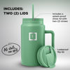 Picture of IRON °FLASK Co-Pilot Insulated Mug w/Straw & Flip Cap Lids - Cup Holder Bottle for Hot, Cold Drink - Leak-Proof - Water, Coffee Portable Travel Mug - Sage, 50 Oz