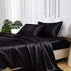 Picture of MR&HM Satin Bed Sheets, Twin XL Size Sheets Set, 3 Pcs Silky Bedding Set with 15 Inches Deep Pocket for Mattress(Twin XL, Black)