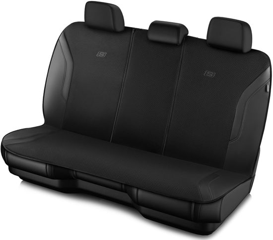 Picture of Skechers™ Memory Foam Car Seat Covers, Leather Seat Covers with Thick Memory Foam, Black Air Cool Rear Seat Covers, Automotive Comfort and Protection for Most Cars, Van,Trucks, SUVs(Rear,Black)