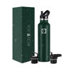 Picture of IRON °FLASK Sports Water Bottle - 3 Lids (Narrow Straw Lid) Leak Proof Vacuum Insulated Stainless Steel - Hot & Cold Double Walled Insulated Thermos, Durable Metal Canteen - Dark Pine Speckle, 24 Oz