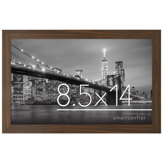 Picture of Americanflat 8.5x14 Picture Frame with Shatter-Resistant Glass - Gallery Style Frame with Engineered Wood - Signature Collection - Photo Frame for Wall Display - Walnut