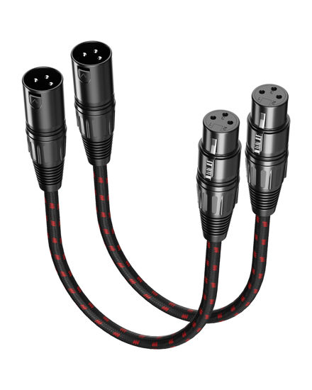 Picture of VANDESAIL XLR Cable Short, Mic Cord 1 ft 2 Pack, Braided Balanced Microphone Cable Male to Female 3 Pin Connector for Microphones, Mixer, XLR Speaker Systems