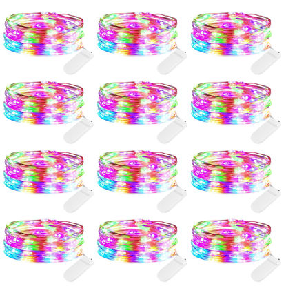 Picture of Brightown 12 Pack Easter Led Fairy Lights Battery Operated String Lights Waterproof Silver Wire 7 Feet 20 Led Firefly Starry Moon Lights for DIY Wedding Party Bedroom Patio Christmas
