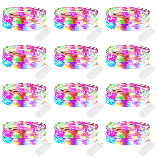 Picture of Brightown 12 Pack Easter Led Fairy Lights Battery Operated String Lights Waterproof Silver Wire 7 Feet 20 Led Firefly Starry Moon Lights for DIY Wedding Party Bedroom Patio Christmas