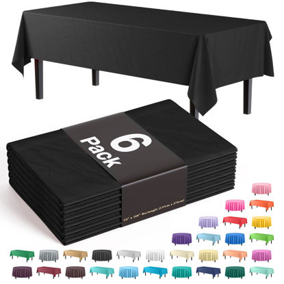 Picture of Exquisite 6-Pack Premium Plastic Tablecloth 54in. x 108in. Rectangle Plastic Table Cover - Black