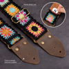 Picture of Nefelibata Guitar Strap,Crazy Horse Leather Jacquard Embroidery Cotton Guitar Straps for Bass, Electric & Acoustic, Best Gifts for Guitarists(Sunflower Black Embroidery)