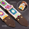 Picture of Nefelibata Guitar Strap,Crazy Horse Leather Jacquard Embroidery Cotton Guitar Straps for Bass, Electric & Acoustic, Best Gifts for Guitarists(Sunflower White Embroidery)