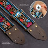 Picture of Nefelibata Guitar Strap,Jacquard Embroidery Cotton Guitar Straps with Crazy Horse Leather Ends for Bass, Electric & Acoustic, Best Gifts for Guitarists(Elegant Blue Flower Embroidery)