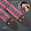 Picture of Nefelibata Guitar Strap,Jacquard Embroidery Cotton Guitar Straps with Crazy Horse Leather Leather Ends for Bass, Electric & Acoustic, Best Gifts for Kids, Guitarists(Embroidered red)