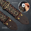 Picture of Nefelibata Guitar Strap,Jacquard Embroidery Cotton Guitar Straps with Crazy Horse Leather Leather Ends for Bass, Electric & Acoustic, Best Gifts for Kids, Guitarists(Golden embroidery)