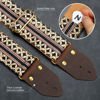 Picture of Nefelibata Guitar Strap,Jacquard Embroidery Cotton Guitar Straps with Crazy Horse Leather Ends for Bass, Electric & Acoustic, Best Gifts for Kids, Guitarists(Black gold embroidery)