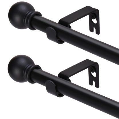 Picture of GXOACKJ 2 Pack Black Curtain Rods for windows 48 to 84-93 inch, 5/8 inch Splicing Heavy Duty Metal Curtain Rod Set with Brackets