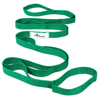 Picture of Abiarst Stretching Strap Yoga Straps for Physical Therapy, 10 Loops Non-Elastic Stretch Strap for Pilates, Flexibility, Exercise, Stretch Band for Women & Men (Green)