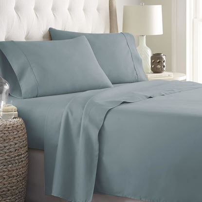 Picture of Danjor Linens California King Sheet Set - - 6 Piece Set Including 4 Pillowcases - Deep Pockets - Breathable, Soft Bed Sheets - Wrinkle Free - Machine Washable - Spa Blue Cal King Bed Sheets - 6 pc