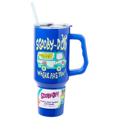 Picture of Silver Buffalo Scooby Doo Where Are You The Mystery Machine Stainless Steel Tumbler with Handle and Straw, Fits in Standard Cup Holder, 40 Ounces