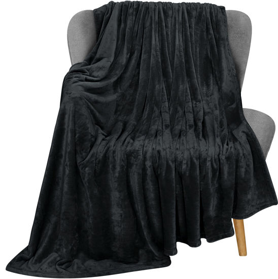 Picture of Utopia Bedding Fleece Blanket Throw XL Size Black 300GSM Luxury Blanket for Couch Sofa Bed Anti-Static Fuzzy Soft Blanket Microfiber (70x50 Inches)