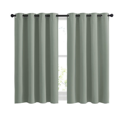 Picture of NICETOWN Blackout Sage Green Curtains for Cafe 45 inch Length - Grommet Room Darkening Sound Reducing Solid Curtains and Drapes for Small Windows, W52 x L45, 2 Panels