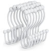 Picture of Goowin Shower Curtain Hooks, 12 Pcs Shower Curtain Rings, Stainless Steel Shower Curtain Hooks Rings Rust Proof, Smooth Sliding Anti-Drop Double Shower Hooks for Shower Curtain, Rods (White)