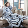 Picture of Catalonia Wearable Fleece Blanket with Sleeves and Foot Pockets for Adult Women Men, Micro Plush Comfy Wrap Sleeved Throw Blanket Robe Large, Wondercat Grey