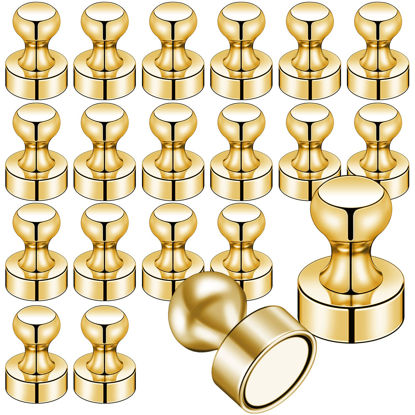 Picture of 20 PCS Refrigerator Magnets, Gold Metal Push Pin Magnets, Ideal for Whiteboard Magnets, Fridge Magnets, Office Magnets, Classroom Magnets, Map Magnets