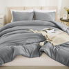 Picture of Litanika Comforters Medium Gray Oversized Queen Size, 3 Pieces Lightweight Solid Bedding Set & Collections, All Season Fluffy Bed Set (98x98In Comforter & 2 Pillowcases)