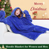 Picture of Waitu Wearable Blanket Sweatshirt Gifts for Women and Men, Warm and Cozy Giant Blanket Hoodie, Thick Flannel Blanket with Sleeves and Giant Pocket - Blue