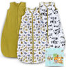 Picture of Cute Castle Baby Sleep Sack 0-6 Months - Lightweight 100% Cotton 2-Way Zipper TOG 0.5 Infant Wearable Blanket, Newborn Essentials Toddler Sleep Clothes, 3 Pack(Honey, Dinosaurs, Letters)