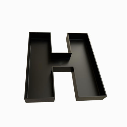 Picture of 10" Hard Plastic Reusable Charcuterie Letters Fillable, Alphabet Numbers Charcuterie Food serving Trays For Birthday, Party Decoration (Black - H)