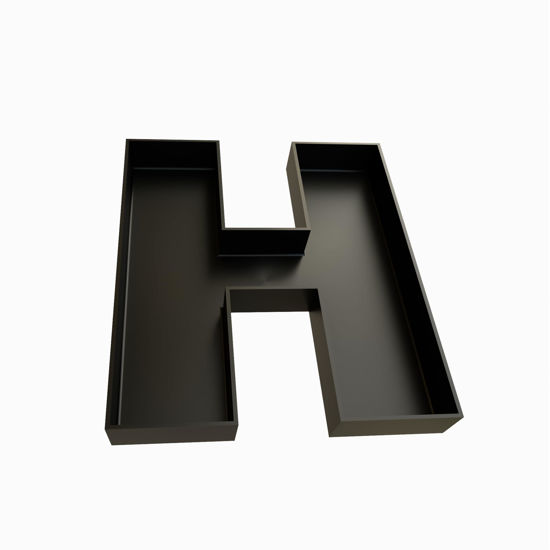 Picture of 10" Hard Plastic Reusable Charcuterie Letters Fillable, Alphabet Numbers Charcuterie Food serving Trays For Birthday, Party Decoration (Black - H)
