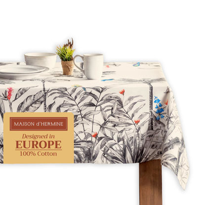 Picture of Maison d' Hermine 100% Cotton Table Cover - 70"x120" Rectangle Decorative Tablecloth - Washable Tablecloths for Dining, Home, Farmhouse & Party - for Thanksgiving & Christmas - Amazonia Collection
