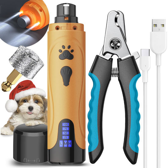 Picture of YABIFE Dog Nail Grinder, Dog Nail Trimmers and Clippers Kit, Super Quiet, Rechargeable, for Small Large Dogs Cats Toenail Claw Grooming,3 Speeds, 1 Extra Grinding Wheel