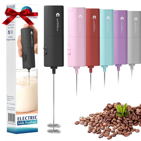 Picture of Powerful Milk Frother with Self-Stand Design, Handheld Foam Maker Mini Whisk Drink Mixer for Coffee, Cappuccino, Latte, Matcha, and Hot Chocolate
