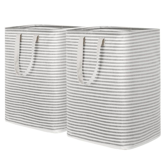 Picture of Lifewit 2 Pack Laundry Hamper Large Collapsible Laundry Baskets, Freestanding Waterproof Clothes Hamper with Easy Carry Handles in Laundry Room Bedroom Bathroom College Dorm for Adults, Grey, 2 x 90L