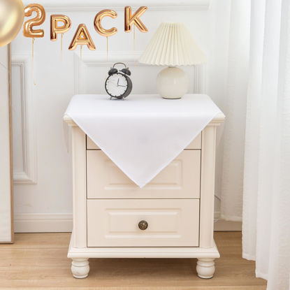 Picture of sancua 2 Pack Small Square Tablecloth 24 x 24 Inch White, Stain and Wrinkle Resistant Washable Polyester Table Cloth Decorative Solid Fabric Table Cover for Nightstand End Bedside Table