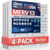 Picture of BNX TruFilter 14x14x1 Air Filter MERV 13 (4-Pack) - MADE IN USA - Electrostatic Pleated Air Conditioner HVAC AC Furnace Filters for Allergies, Pollen, Mold, Bacteria, Smoke, Allergen, MPR 1900 FPR 10