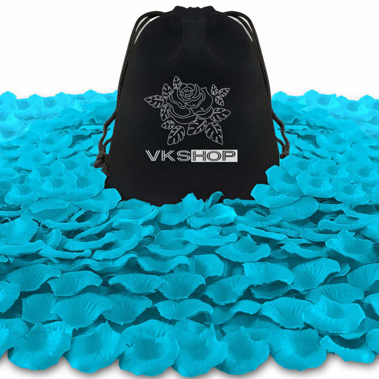 Picture of VKshop 4500 Pack Blue Rose Petals,Artificial Roses Flower Petals for Romantic Night,Valentine's Day and Weddings