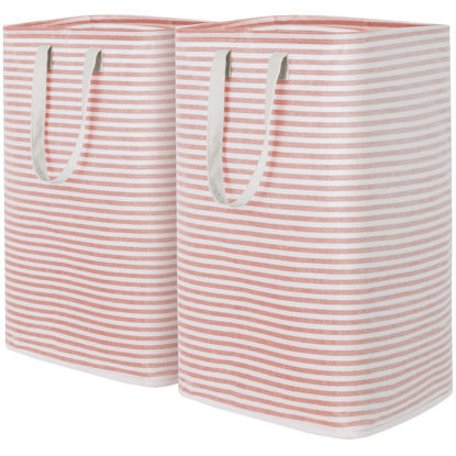 Picture of Lifewit 2 Pack Laundry Hamper Large Collapsible Laundry Baskets, Freestanding Waterproof Clothes Hamper with Easy Carry Handles in Laundry Room Bedroom Bathroom College Dorm for Adults, Pink, 2 x 80L