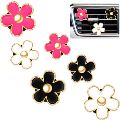 Picture of Frienda 6 Pcs Daisy Flower Air Vent Clip Christmas Daisy Flower Car Air Vent Clips Air Freshener Outlet Clip Car Air Conditioning Clip Charm Decor(3 cm, 3.3 cm,Red, White, Black)