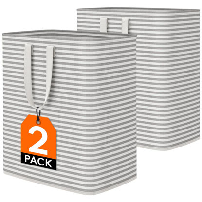 Picture of Lifewit 100L Freestanding Laundry Hamper, Collapsible Waterproof Large Laundry Basket with Easy Carry Extended Handles for Clothes, Towels, Grey, 2 Packs